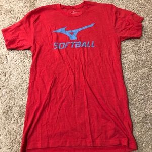 Small Red Mizuno Softball T-Shirt.